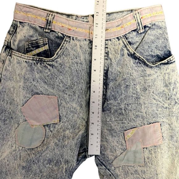 Vintage Bonjour High Waisted Patchwork Denim Shorts Size 10 - Picture 7 of 8